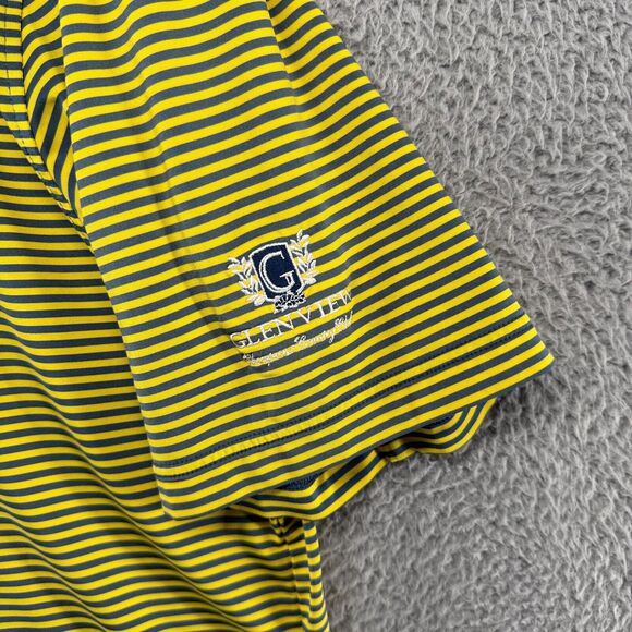 Footjoy Polo Shirt men's Large Yellow Gray Striped Performance Golf Glenview - Picture 3 of 9